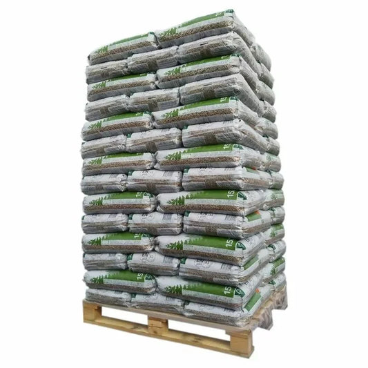 Pyrénées Pellets Palette mit 65 Beuteln à 15 kg 100 % Nadelholz – DIN Plus